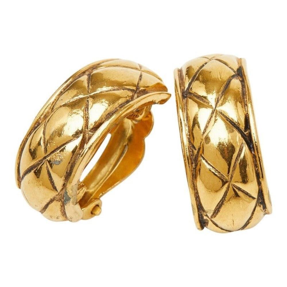 Chanel Matelasse Earrings Gold Plated GP